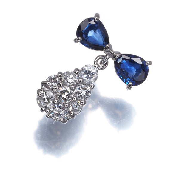  サファイア 0.58ct  ダイヤ 0.35ct パヴェ  ペンダントトップ Pt900 