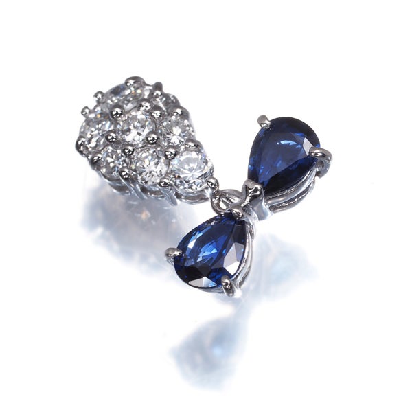  サファイア 0.58ct  ダイヤ 0.35ct パヴェ  ペンダントトップ Pt900 