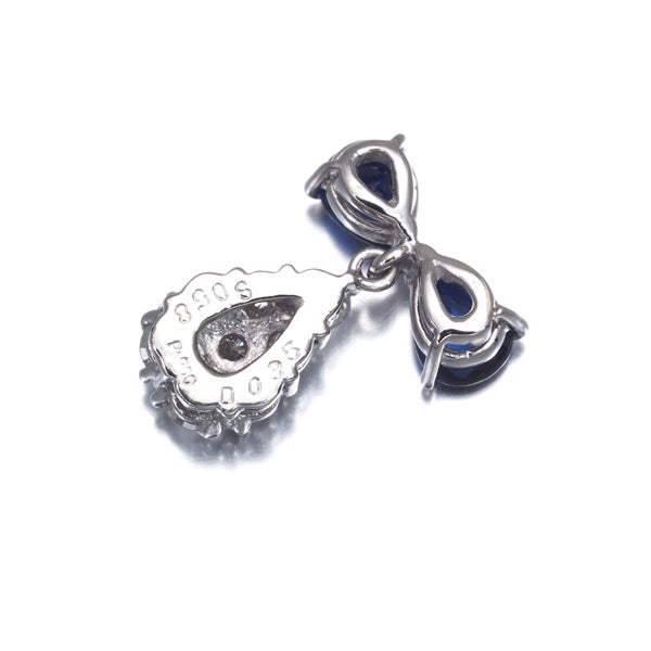  サファイア 0.58ct  ダイヤ 0.35ct パヴェ  ペンダントトップ Pt900 