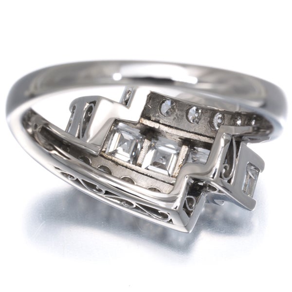  ダイヤ 0.73ct/0.29ct スクエアカット 2種カット  リング Pt900 