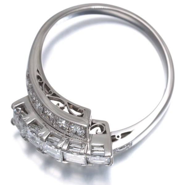  ダイヤ 0.73ct/0.29ct スクエアカット 2種カット  リング Pt900 