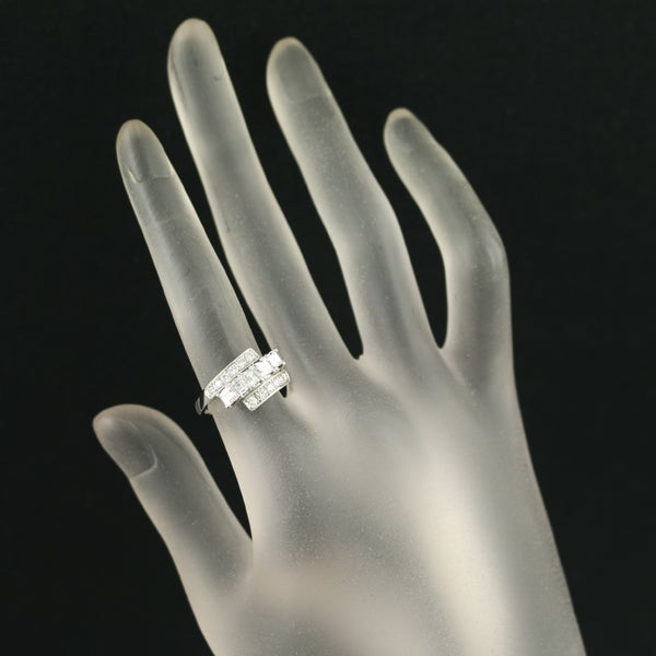  ダイヤ 0.73ct/0.29ct スクエアカット 2種カット  リング Pt900 
