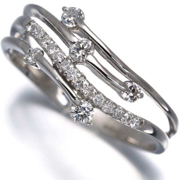  ダイヤ 0.50ct ウェーブ 透かし  リング Pt900 