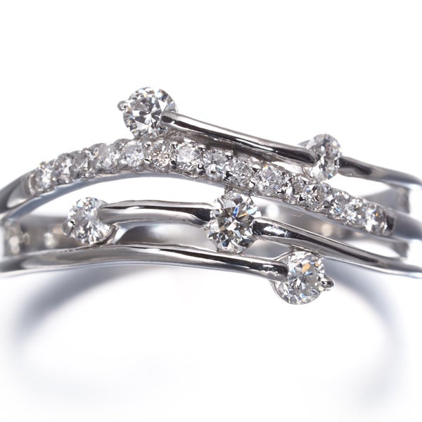  ダイヤ 0.50ct ウェーブ 透かし  リング Pt900 