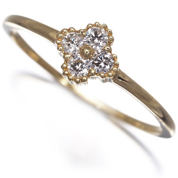  ダイヤ 0.15ct フラワー  リング K18YG 