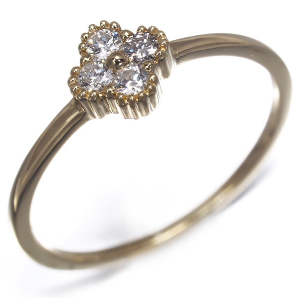  ダイヤ 0.15ct フラワー  リング K18YG 