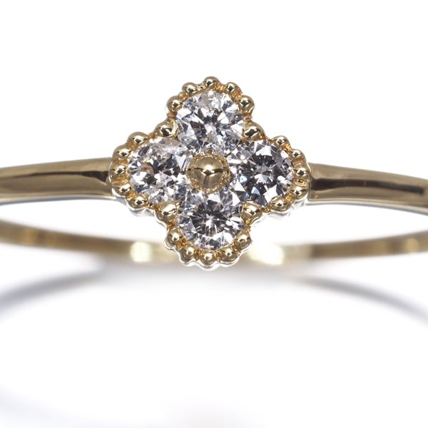  ダイヤ 0.15ct フラワー  リング K18YG 