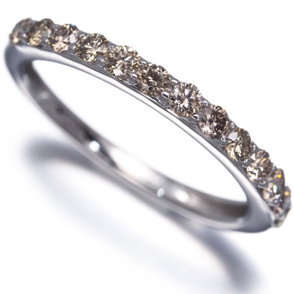  ブラウンダイヤ 0.45ct ハーフエタニティ  リング K18WG 
