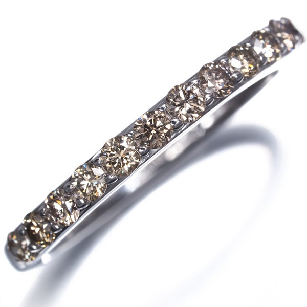  ブラウンダイヤ 0.45ct ハーフエタニティ  リング K18WG 