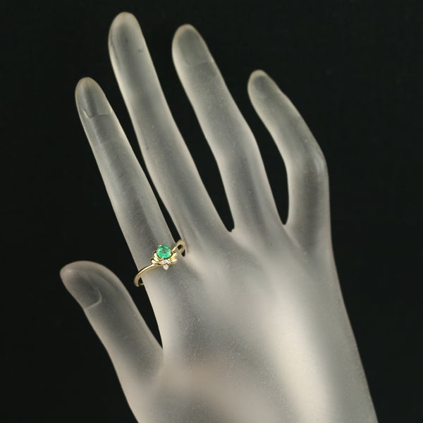  エメラルド 0.22ct  ダイヤ 0.03ct   リング K18YG ソーティング