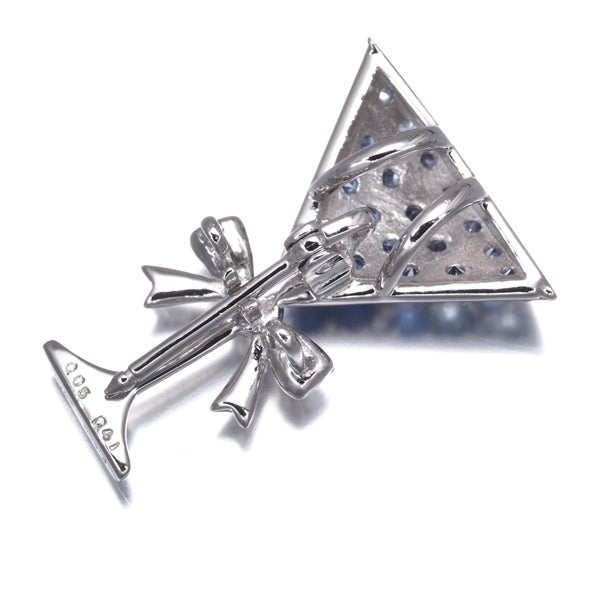  サファイア 0.41ct ダイヤ 0.05ct カクテル  ブローチ兼ペンダントトップ Pt900/合金 鑑別書