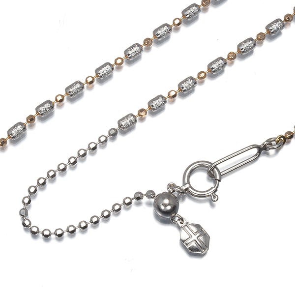 ショート&ロング チェーンネックレス コンビカラー 45cm K18WG/PG 