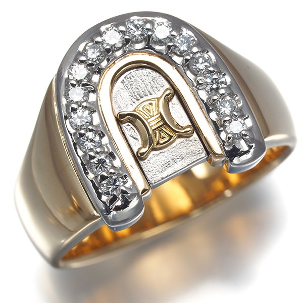 セリーヌ リング  ダイヤ 0.19ct マカダム ホースシュー 10.5号 K18YG/Pt900 