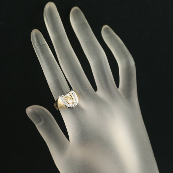 セリーヌ リング  ダイヤ 0.19ct マカダム ホースシュー 10.5号 K18YG/Pt900 