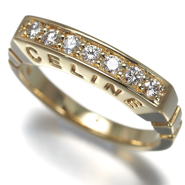 セリーヌ リング  ダイヤ 0.28ct  サイドロゴ 12号 K18YG 