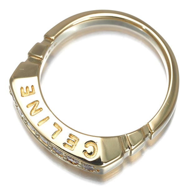 セリーヌ リング  ダイヤ 0.28ct  サイドロゴ 12号 K18YG 