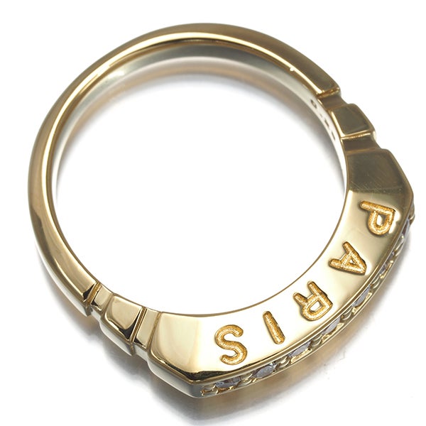 セリーヌ リング  ダイヤ 0.28ct  サイドロゴ 12号 K18YG 