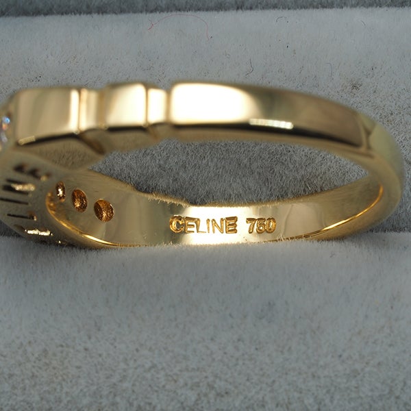 セリーヌ リング  ダイヤ 0.28ct  サイドロゴ 12号 K18YG 