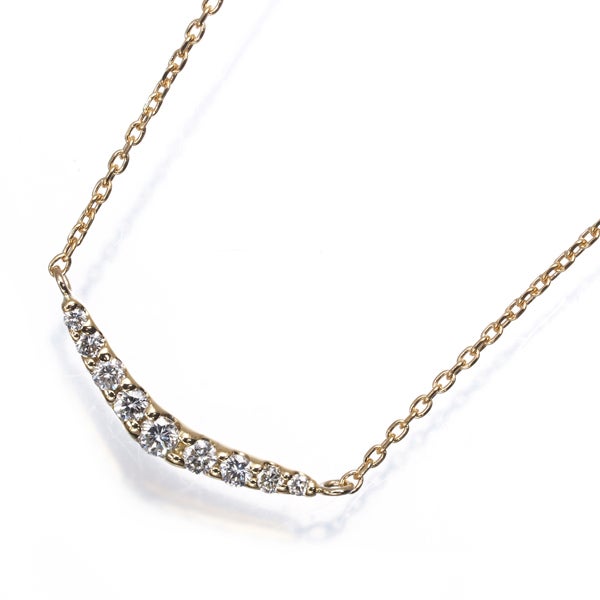  ダイヤ 0.11ct カーブ  ネックレス K18YG 