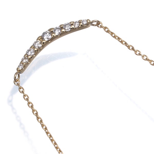  ダイヤ 0.11ct カーブ  ネックレス K18YG 
