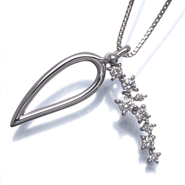  ダイヤ 0.30ct スウィング  ネックレス K18WG 