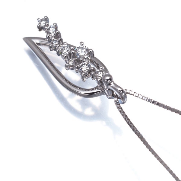  ダイヤ 0.30ct スウィング  ネックレス K18WG 