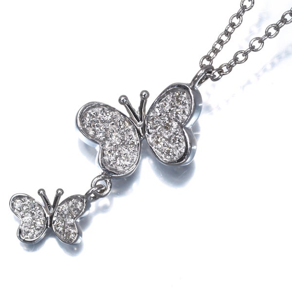 ポンテヴェキオ ネックレス  ダイヤ 0.17ct  蝶 アニマル K18WG 
