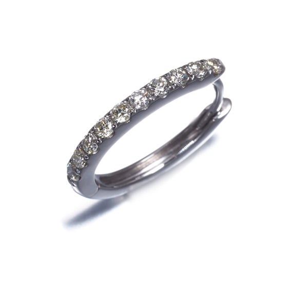  ダイヤ 0.15ct フープ 片耳  ピアス K18WG 