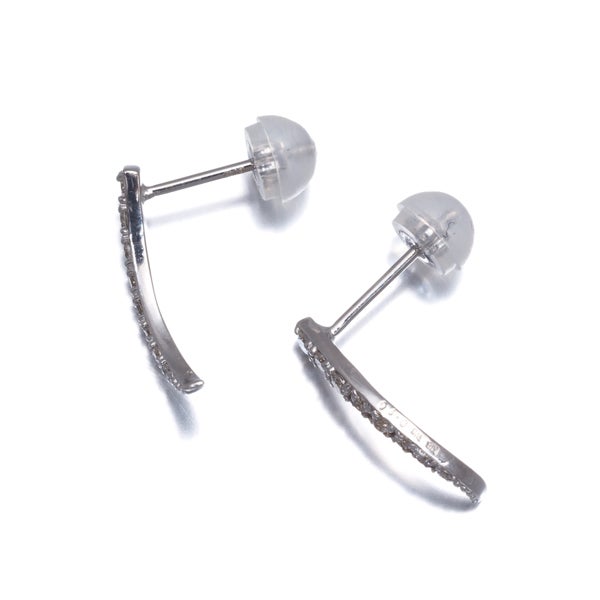  ダイヤ 0.10ct/0.10ct カーブ  ピアス K18WG 