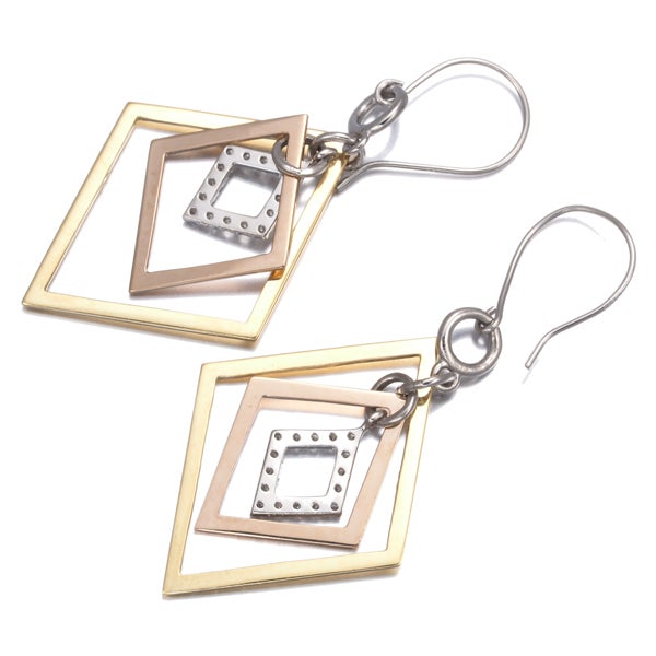 ダイヤ 0.08ct/0.08ct スリーカラー ひし形  ピアス K18YG/PG/Pt900 