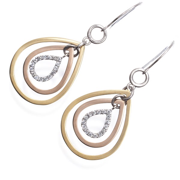  ダイヤ 0.08ct/0.08ct スリーカラー ドロップ  ピアス K18YG/PG/Pt900 