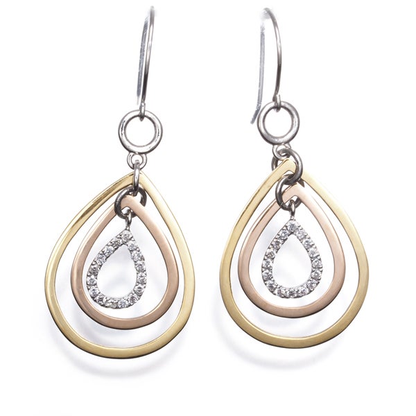  ダイヤ 0.08ct/0.08ct スリーカラー ドロップ  ピアス K18YG/PG/Pt900 