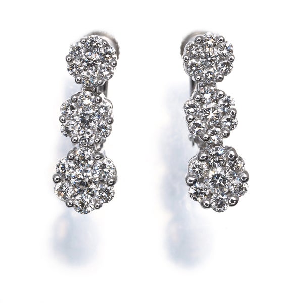  ダイヤ 0.50ct/0.50ct フラワー  イヤリング K18WG/K14WG 