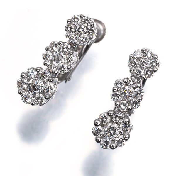  ダイヤ 0.50ct/0.50ct フラワー  イヤリング K18WG/K14WG 