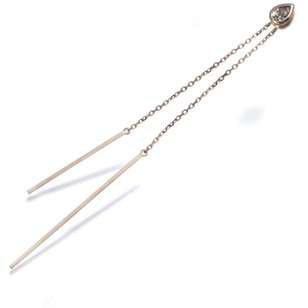 カシケイ ピアス ブラウン ダイヤ 0.08ct  チェーン バー チャーム 揺れる 片耳 K18BG 