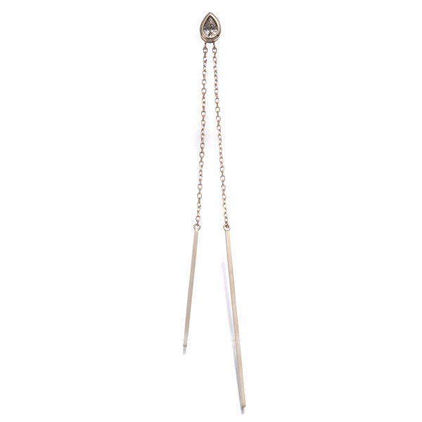 カシケイ ピアス ブラウン ダイヤ 0.08ct  チェーン バー チャーム 揺れる 片耳 K18BG 