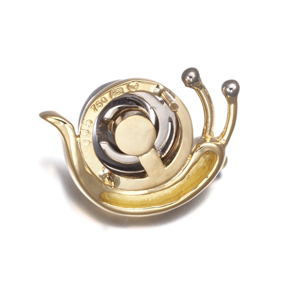 平和堂 ブローチ ダイヤ 0.05ct  オニキス スウィング パヴェ カタツムリ K18YG/WG/合金