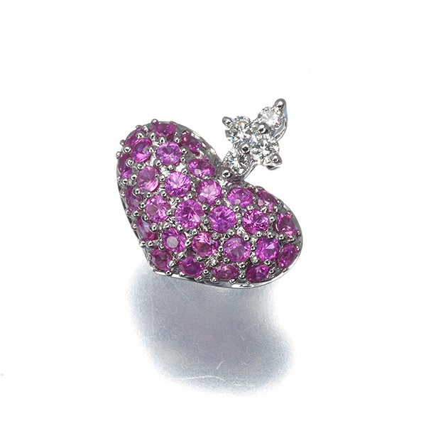 笠原真寿美 ペンダントトップ  ルビー 0.50ct  ダイヤ 0.06ct  ハート パヴェ K18WG 