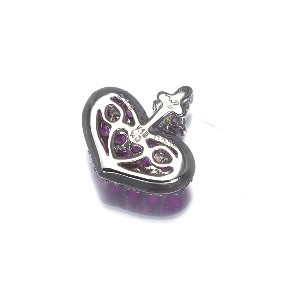 笠原真寿美 ペンダントトップ  ルビー 0.50ct  ダイヤ 0.06ct  ハート パヴェ K18WG 