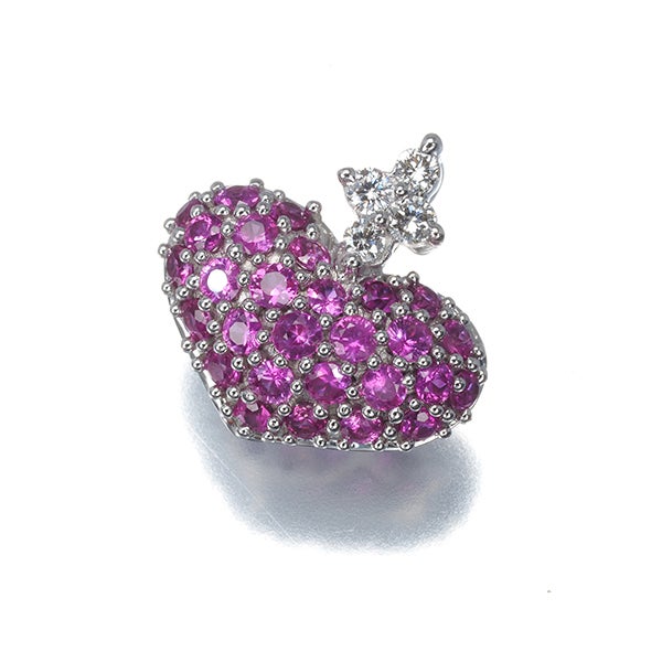 笠原真寿美 ペンダントトップ  ルビー 0.50ct  ダイヤ 0.06ct  ハート パヴェ K18WG 