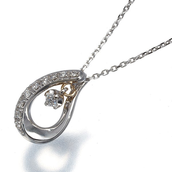 ヴァンドーム ネックレス  ダイヤ 0.10ct  ドロップ K18WG 