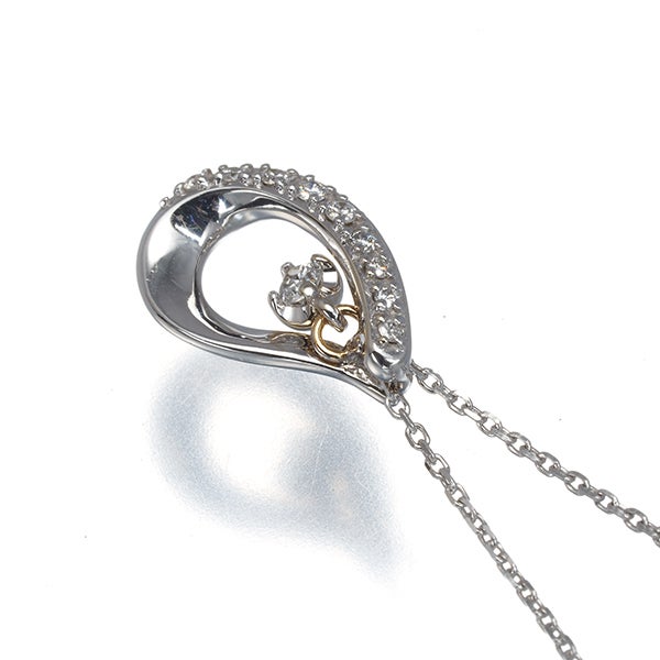 ヴァンドーム ネックレス  ダイヤ 0.10ct  ドロップ K18WG 