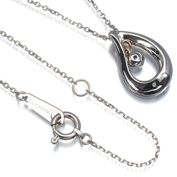 ヴァンドーム ネックレス  ダイヤ 0.10ct  ドロップ K18WG 