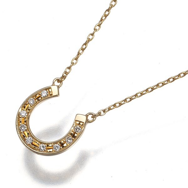 スタージュエリー ネックレス  ダイヤ 0.07ct  ホースシュー K18YG 