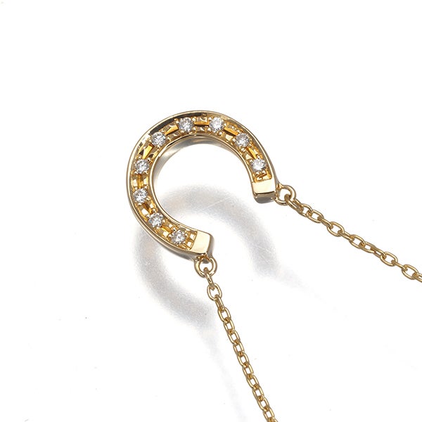 スタージュエリー ネックレス  ダイヤ 0.07ct  ホースシュー K18YG 