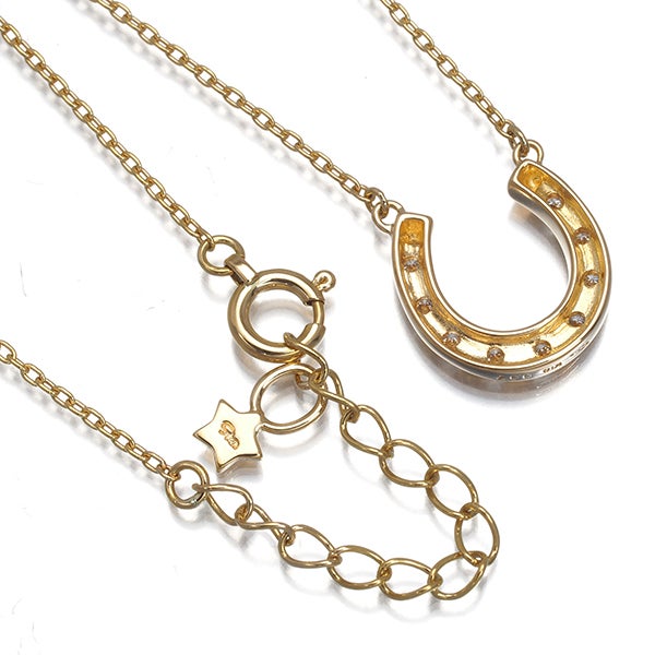 スタージュエリー ネックレス  ダイヤ 0.07ct  ホースシュー K18YG 