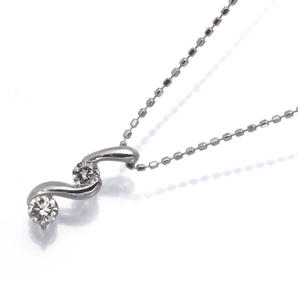 ブラウンダイヤ 0.20ct 2P  ネックレス K18WG 