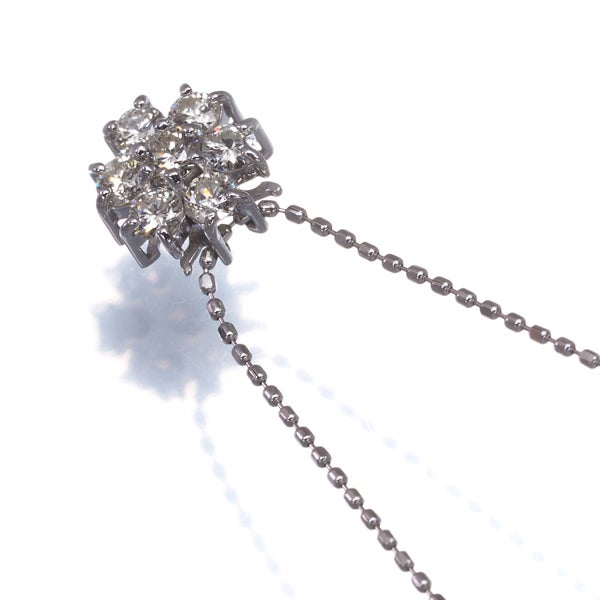  ダイヤ 0.50ct フラワー  ネックレス K18WG 