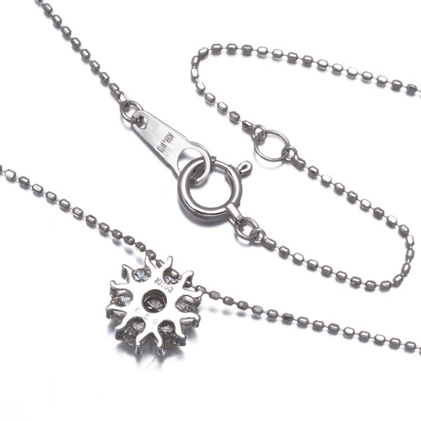  ダイヤ 0.50ct フラワー  ネックレス K18WG 