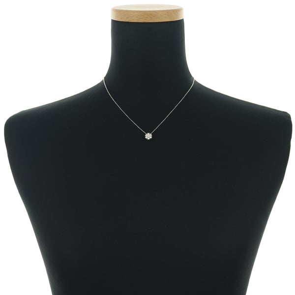  ダイヤ 0.50ct フラワー  ネックレス K18WG 